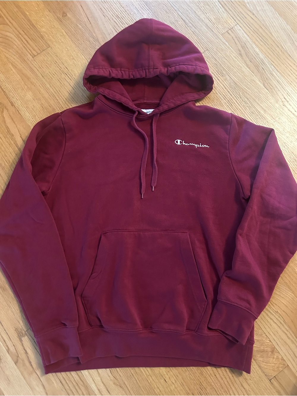 Champion Men’s Hoodie in Burgundy with White Logo
